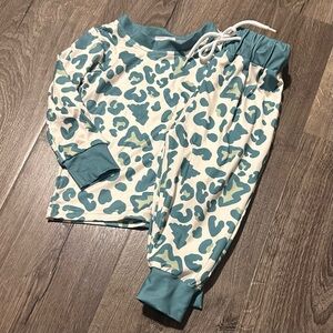 18m Teal Leopard Print Matching Set